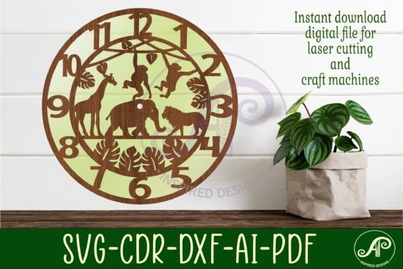 Download Safari Animal Wall Clock Laser Cut Files - Laser cut Collection