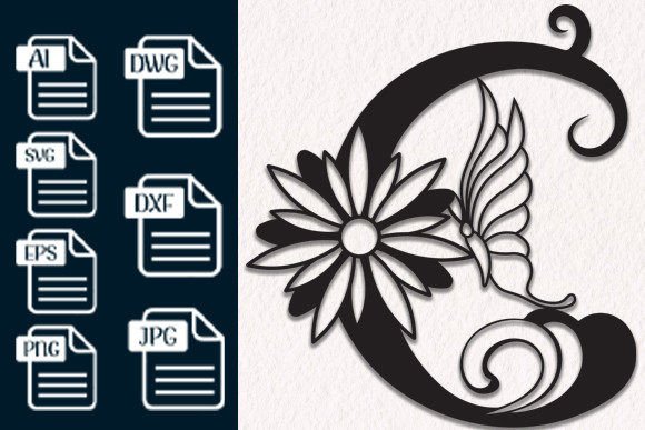 Download Butterfly Floral Alphabet Laser Cut C - Laser cut Collection