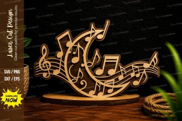 Download Musical Moon Notes Laser Cut Svg Design - Laser cut Collection
