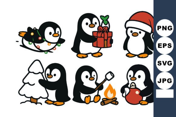 Download Cute Penguins Celebrating Christmas with - Premium Resources