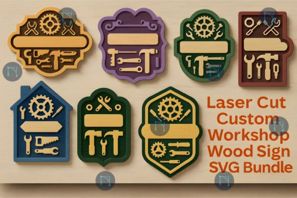 Download Laser Cut Workshop Wood Sign SVG Bundle - Laser cut Collection