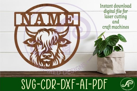 Download Highland Cow Name Sign Svg Laser Cut - Laser cut Collection