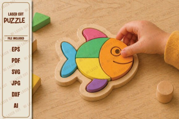Download Colorful Fish Baby Puzzle Laser Cut SVG - Laser cut Collection