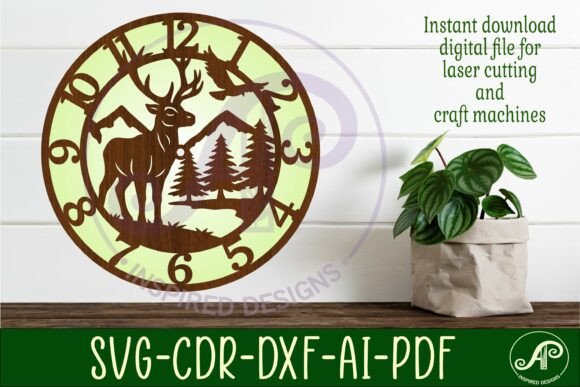 Download Red Deer Stag Clock Wall Clock Laser Cut - Laser cut Collection