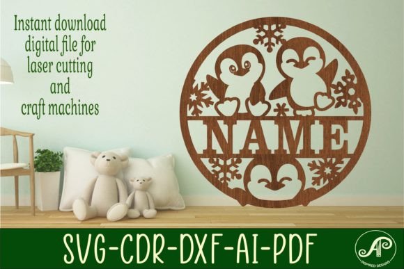 Download Penguins Name Sign Svg Laser Cut Art - Laser cut Collection